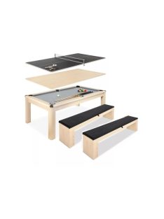   billiárd asztal 3az1ben Northstar Andaluzia tölgy 7' (biliárd-, étkező/író, ping-pong asztal) 2 db tárolós paddal
